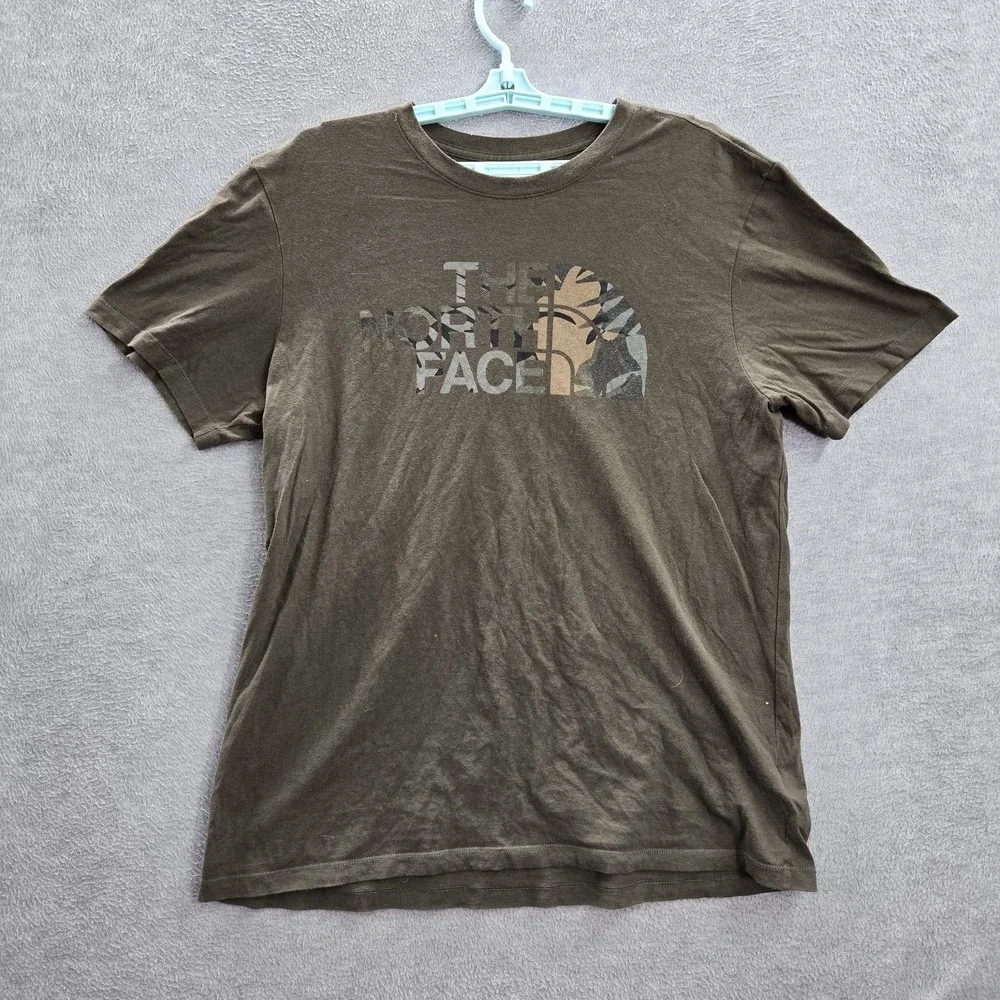 The North Face Men Shirt L Green‎ Graphic Print Nature Logo Short Sleeve